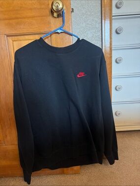 Nike Black Crewneck Sweatshirt with Red Swoosh